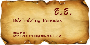 Bárány Benedek névjegykártya