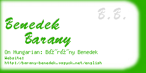 benedek barany business card